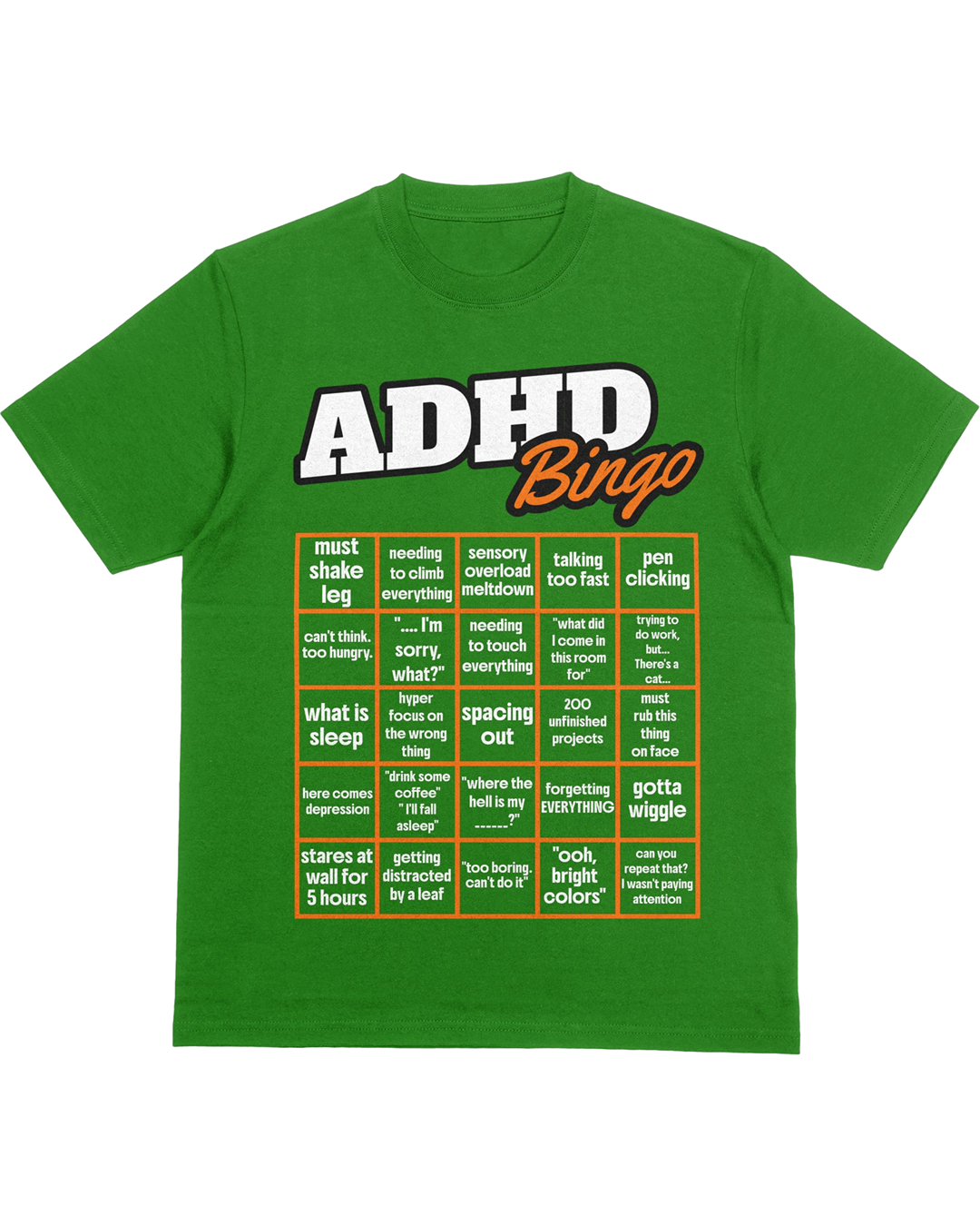 Funny ADHD Bingo T-Shirt – Mental Health Humor Tee