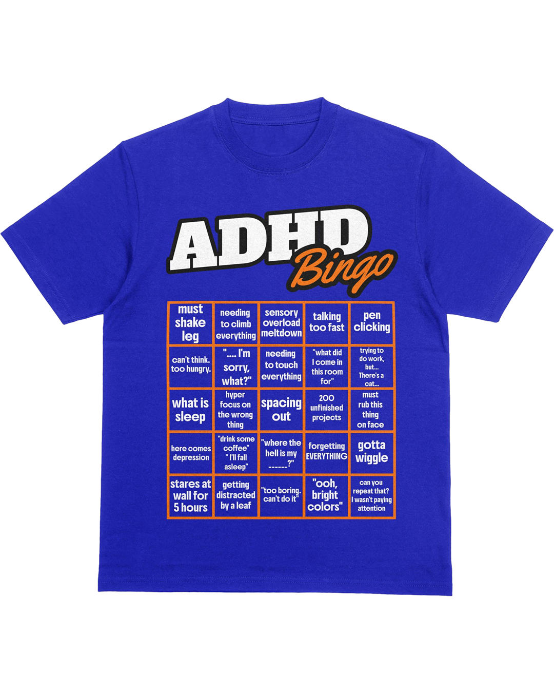Funny ADHD Bingo T-Shirt – Mental Health Humor Tee
