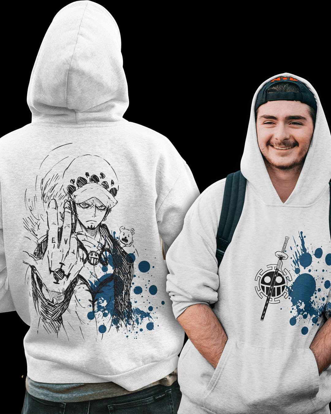 Oversized Graphic Trafalgar Law Hoodie ā Bold Anime Print | Anime Streetwear Pullover