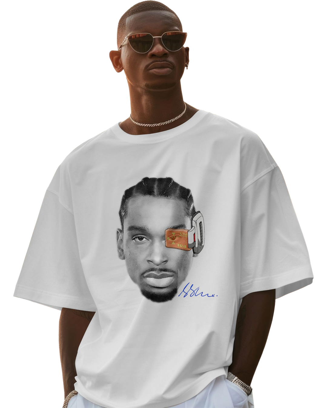 SGA Big Face Graphic T-Shirt – Power Level Scouter Style Tee for Streetwear Fans