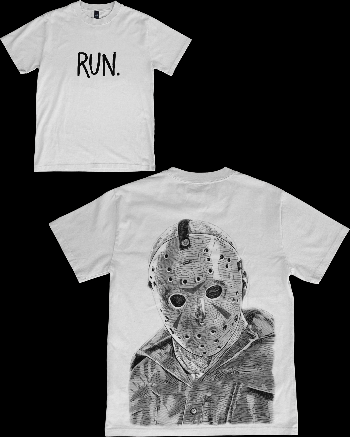 Jason V Halloween T-Shirt β Oversized Back Graphic | 'RUN.' Front Print | Horror Streetwear