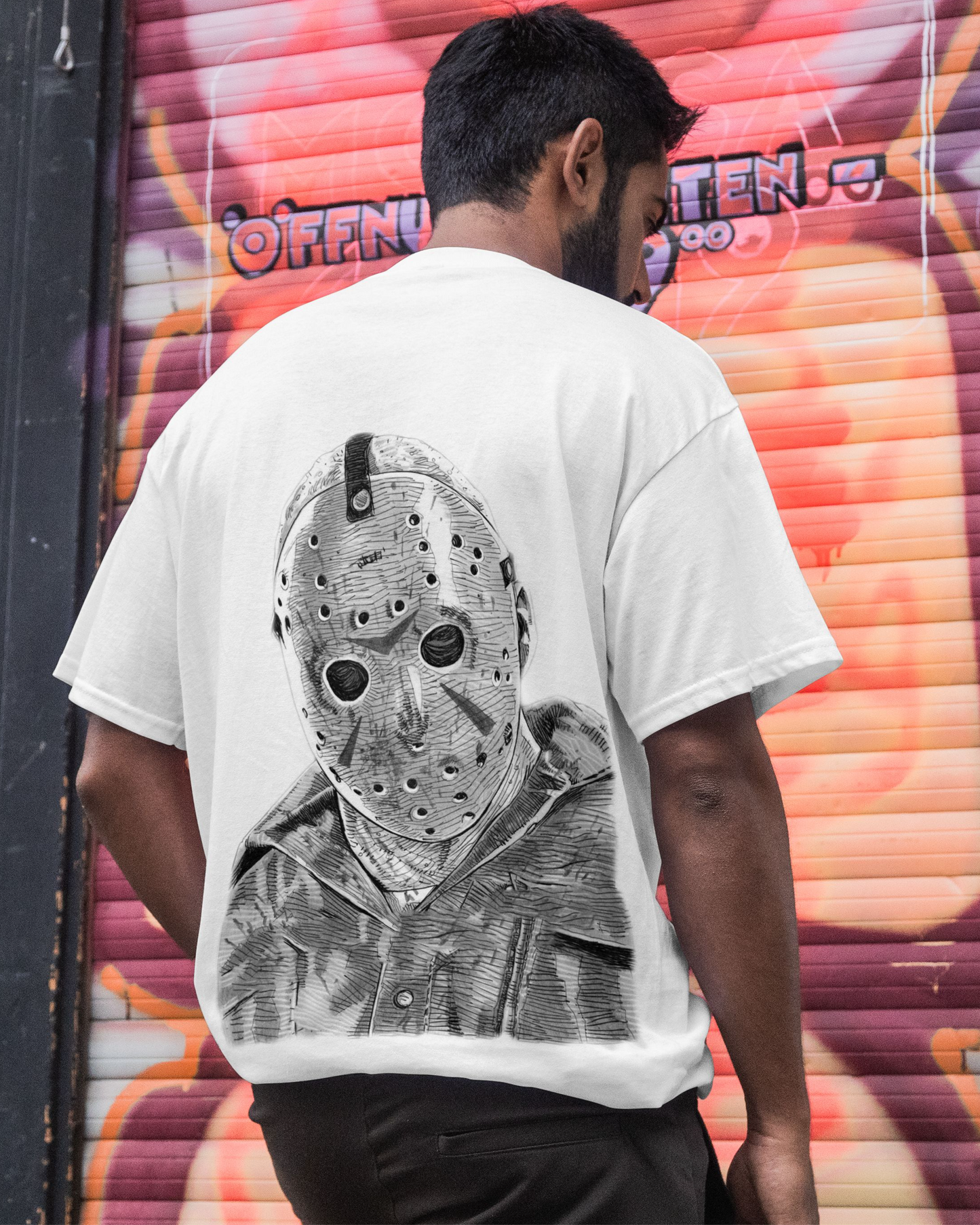 Jason V Halloween T-Shirt β Oversized Back Graphic | 'RUN.' Front Print | Horror Streetwear