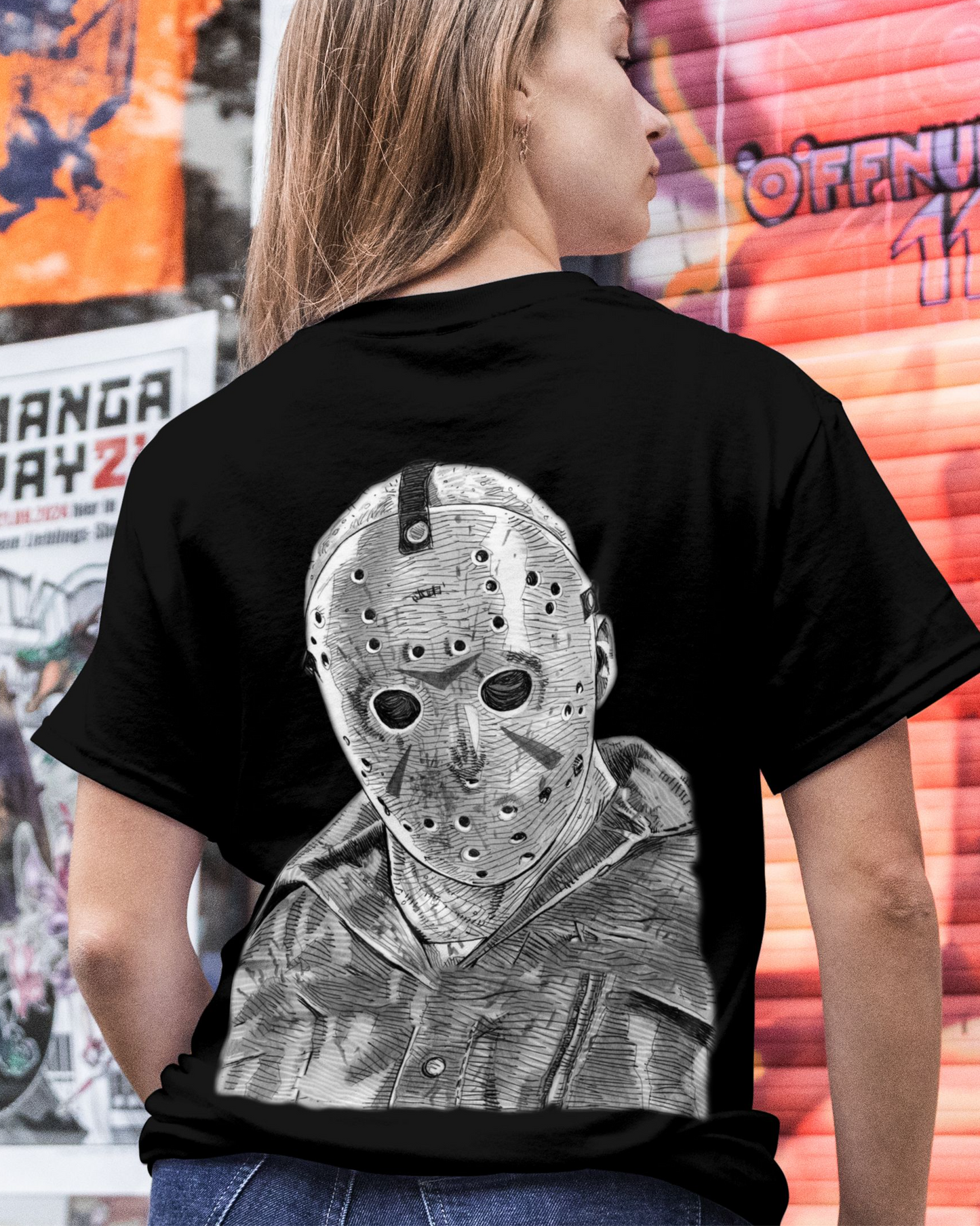 Jason V Halloween T-Shirt β Oversized Back Graphic | 'RUN.' Front Print | Horror Streetwear