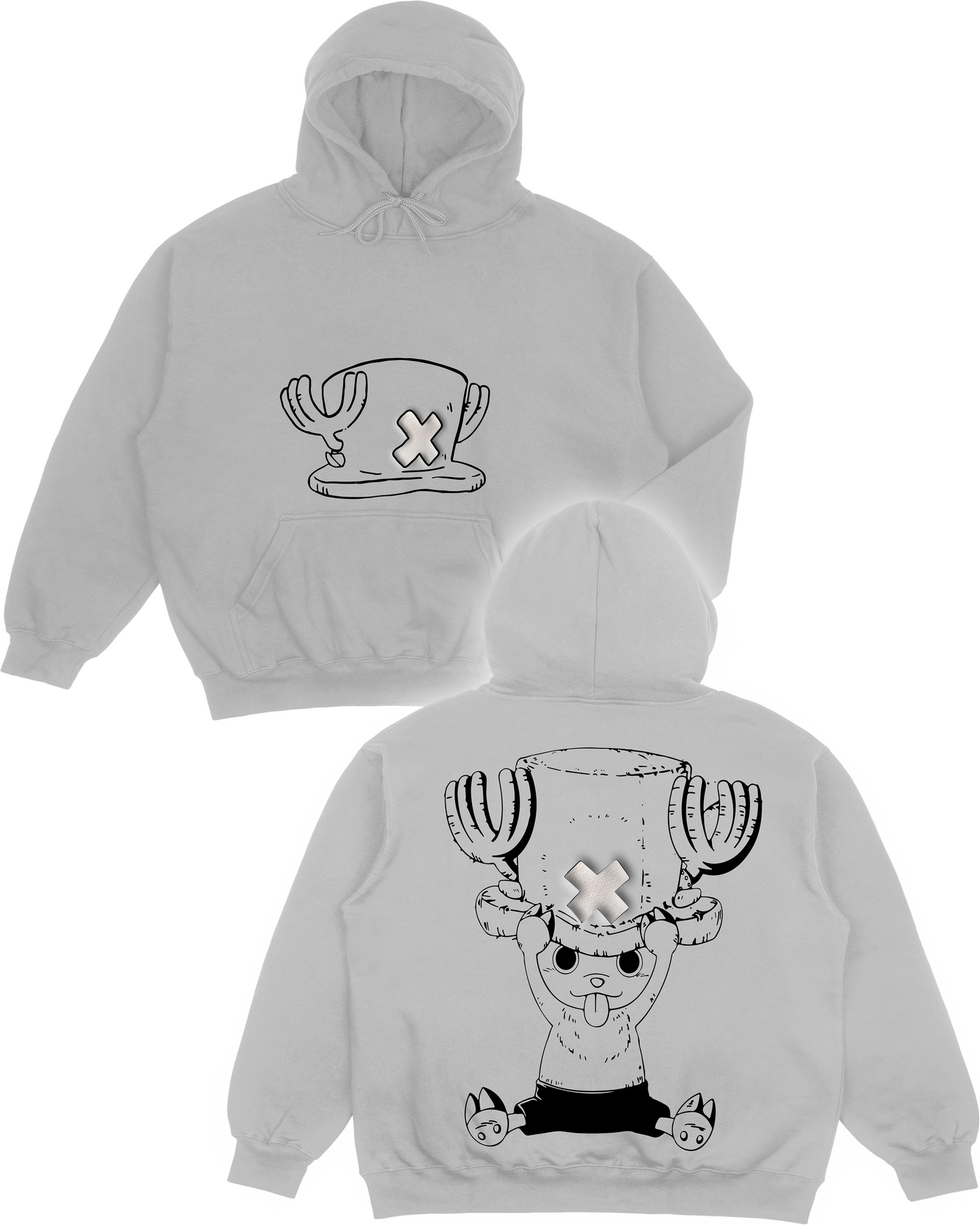 Oversized Chopper Hoodie – Puff Print X, Front Hat & Full Back Graphic , Tony Tony Chopper Unisex Anime Hoodie