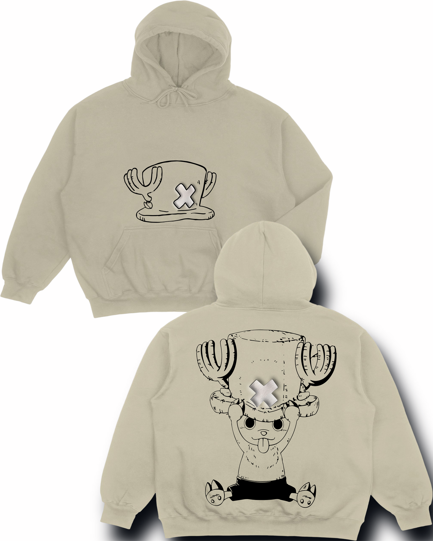 Oversized Chopper Hoodie – Puff Print X, Front Hat & Full Back Graphic , Tony Tony Chopper Unisex Anime Hoodie
