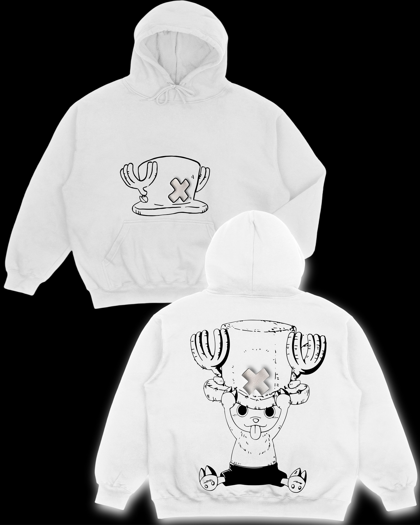 Oversized Chopper Hoodie – Puff Print X, Front Hat & Full Back Graphic , Tony Tony Chopper Unisex Anime Hoodie
