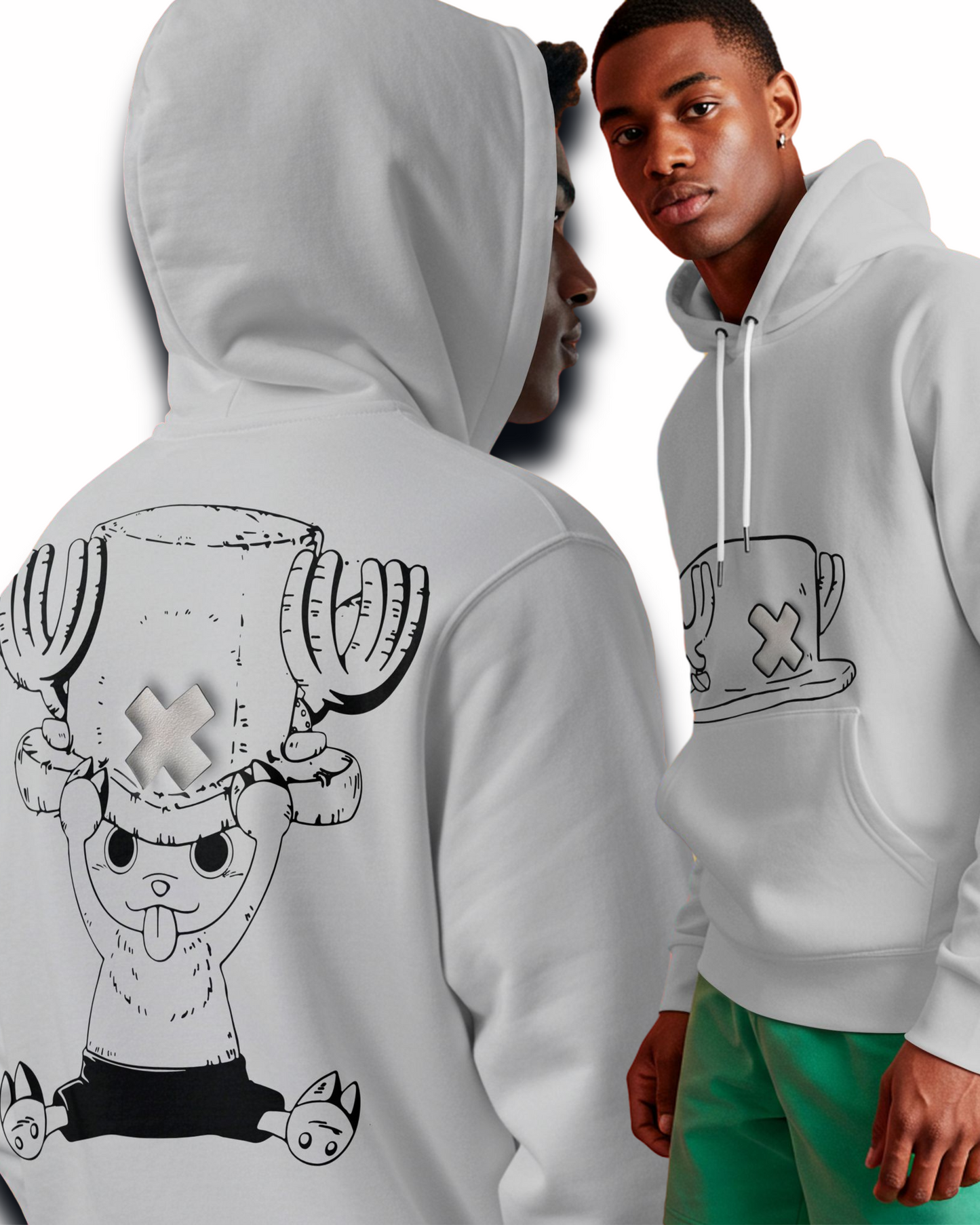 Oversized Chopper Hoodie – Puff Print X, Front Hat & Full Back Graphic , Tony Tony Chopper Unisex Anime Hoodie
