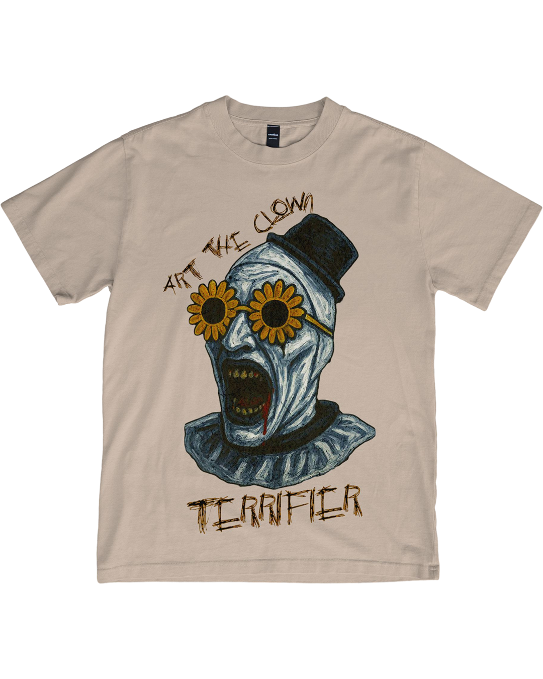 Art the Clown T-Shirt – Creepy Cool Clown Head with Daisy Flower Glasses