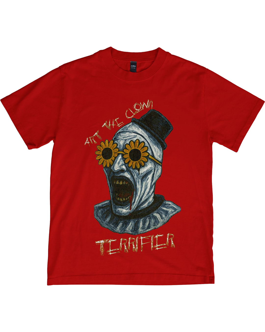 Art the Clown T-Shirt – Creepy Cool Clown Head with Daisy Flower Glasses