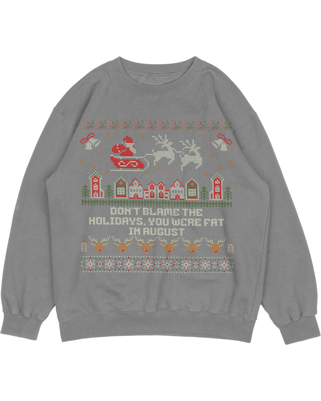 Funny Christmas Sweatshirt - "Don’t Blame the Holidays, You Were Fat in August"
