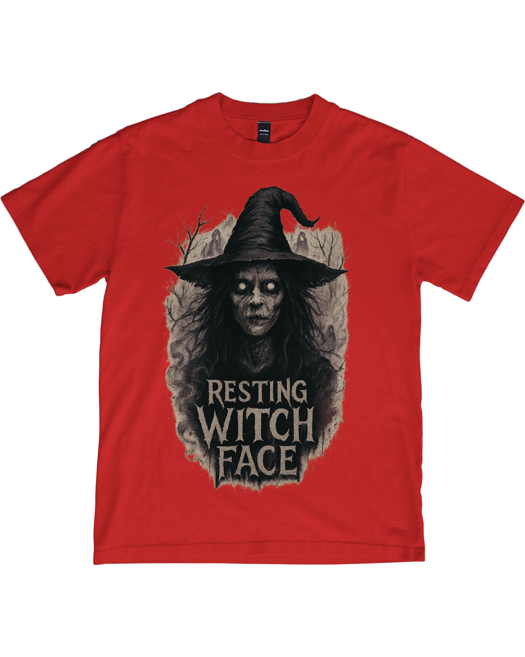 Resting Witch Face T-Shirt – Scary Witch Graphic | Funny Halloween Horror Tee | Unisex Cotton Shirt