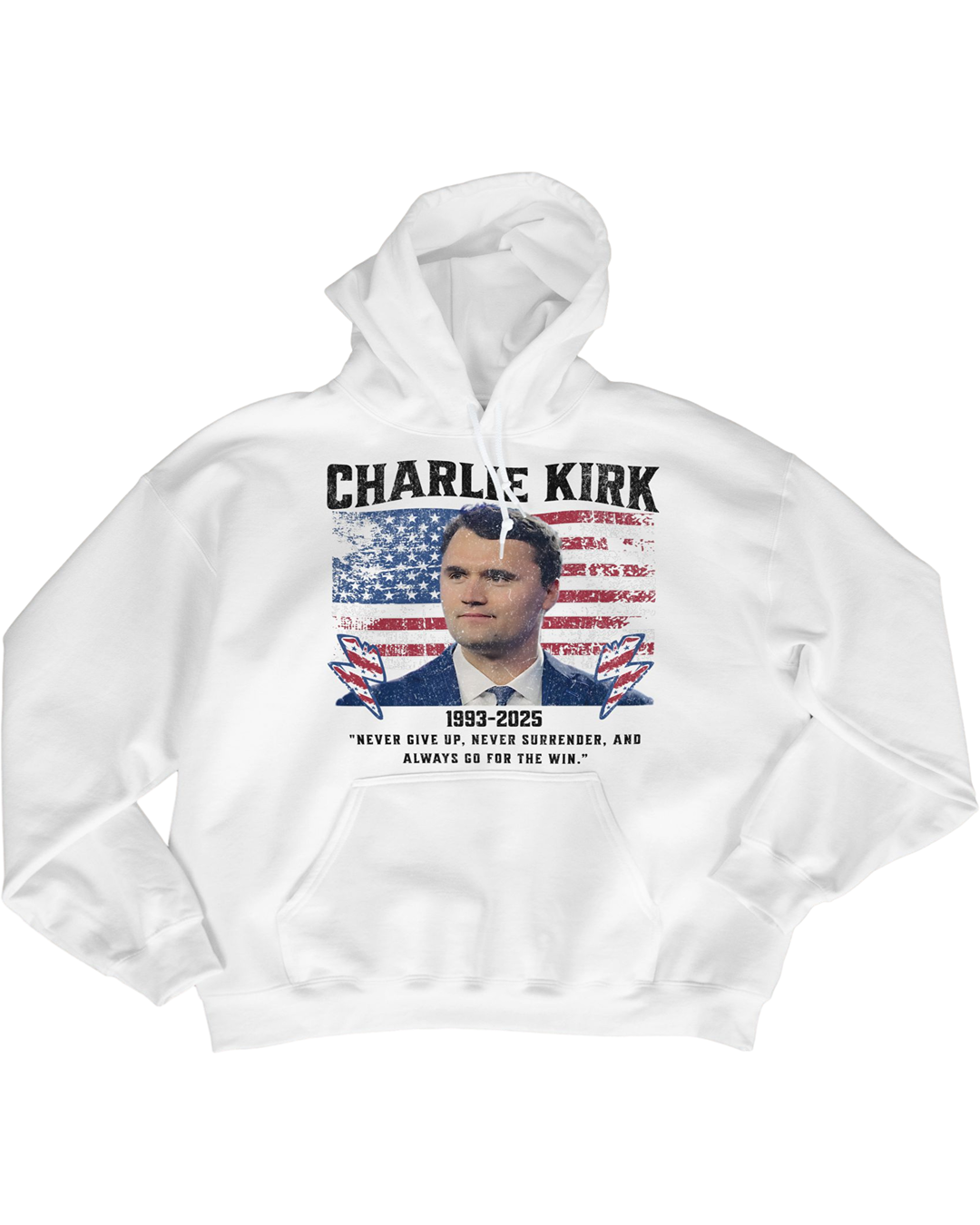 Charlie Kirk Memorial T-Shirt | "Never Give Up" Quote | 1993–2025 Tribute Shirt | Conservative Patriot Legacy Shirt