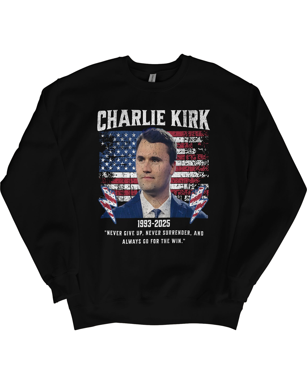 Charlie Kirk Memorial T-Shirt | "Never Give Up" Quote | 1993–2025 Tribute Shirt | Conservative Patriot Legacy Shirt