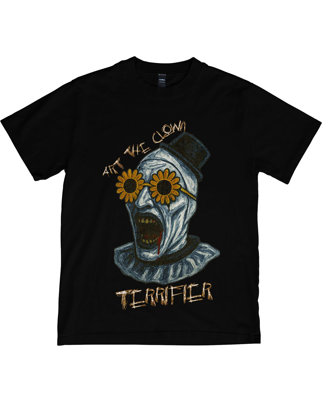 Art the Clown T-Shirt – Creepy Cool Clown Head with Daisy Flower Glasses