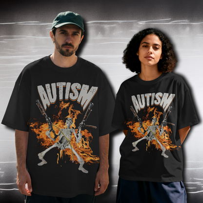 Autism Skull Meme Oversized Graphic Tee