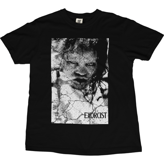 Horror Exorcist Movie Poster Vintage Style Cracked Graphic Tee