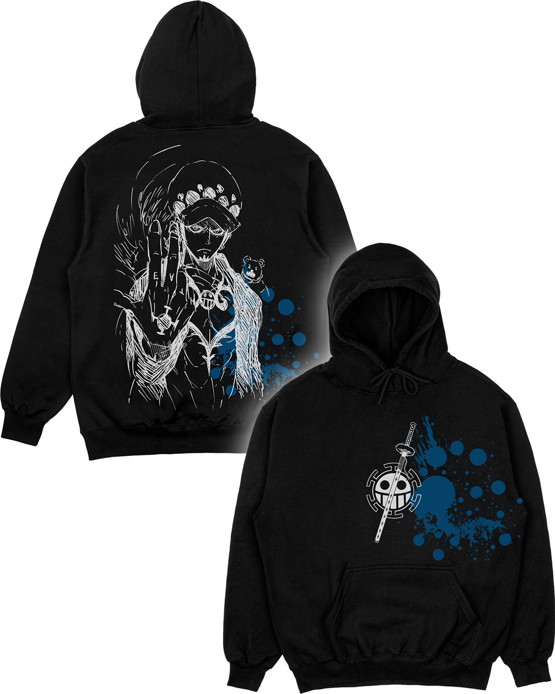 Oversized Graphic Trafalgar Law Hoodie – Bold Anime Print | Anime Streetwear Pullover