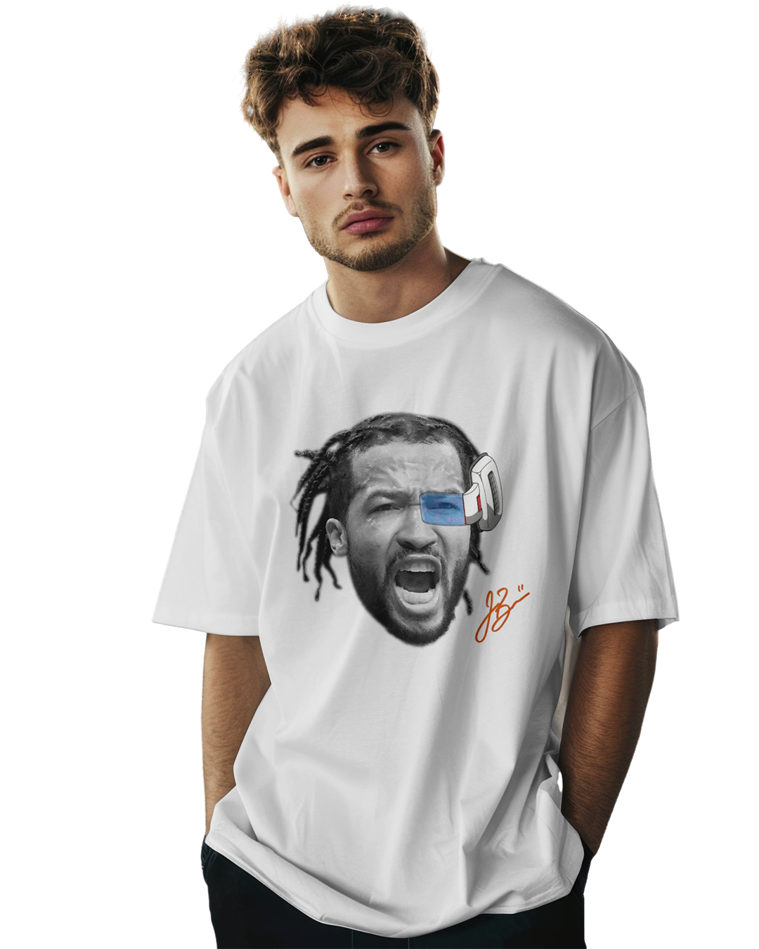 J. Brunson - Big Face Graphic T-Shirt – Power Level Scouter Style Tee for Streetwear Fans