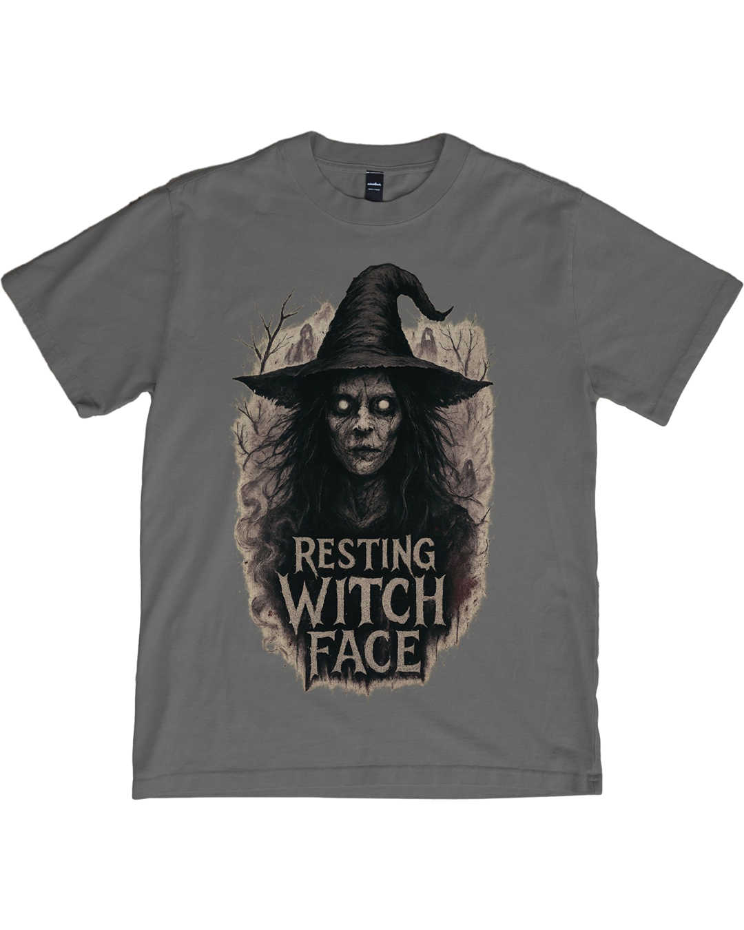 Resting Witch Face T-Shirt – Scary Witch Graphic | Funny Halloween Horror Tee | Unisex Cotton Shirt