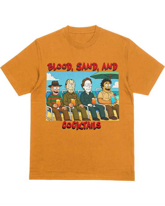 Blood, Sand, and Cocktails Horror Beach Shirt