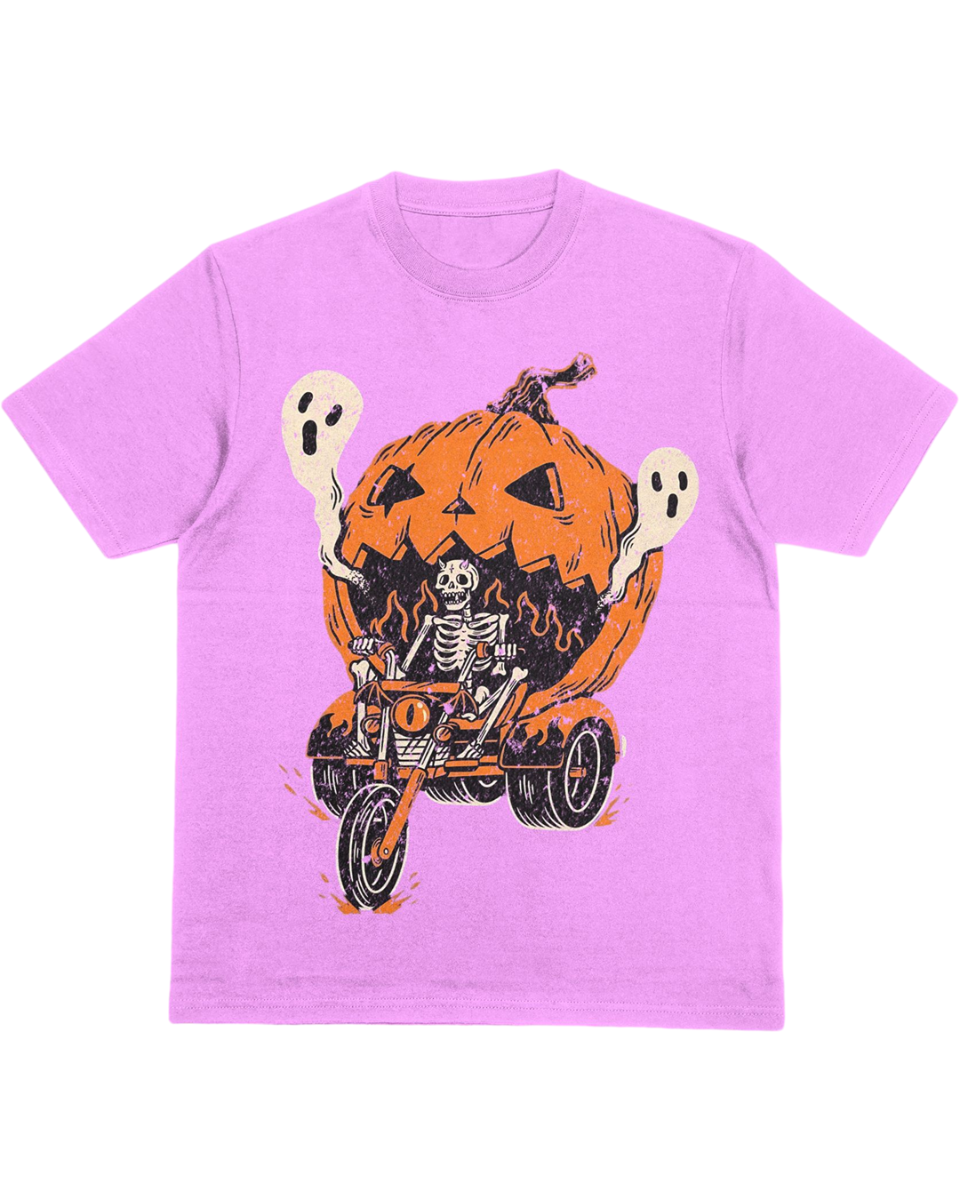 Skeleton Pumpkin Motorcycle T-Shirt – Halloween Ghost Rider Shirt