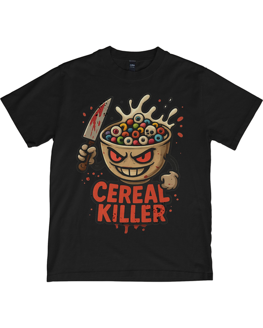 Cereal Killer Halloween T-Shirt – Funny Spooky Tee with Evil Cereal Bowl & Knife