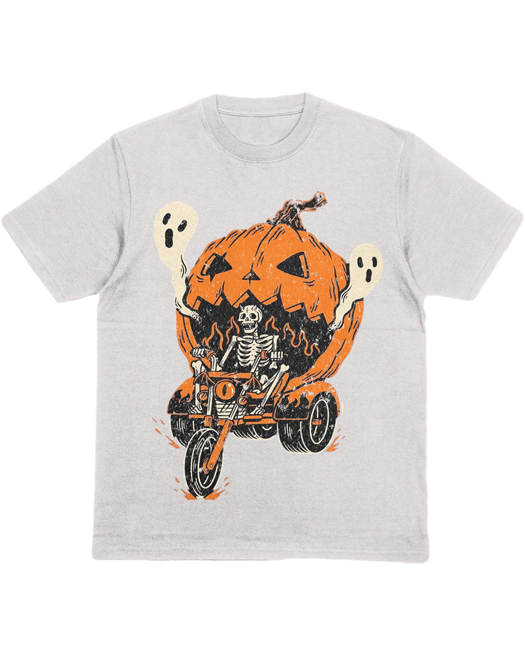 Skeleton Pumpkin Motorcycle T-Shirt – Halloween Ghost Rider Shirt
