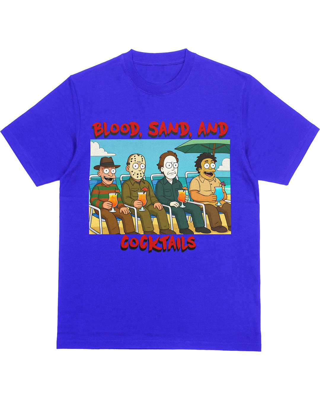 Blood, Sand, and Cocktails Horror Beach Shirt