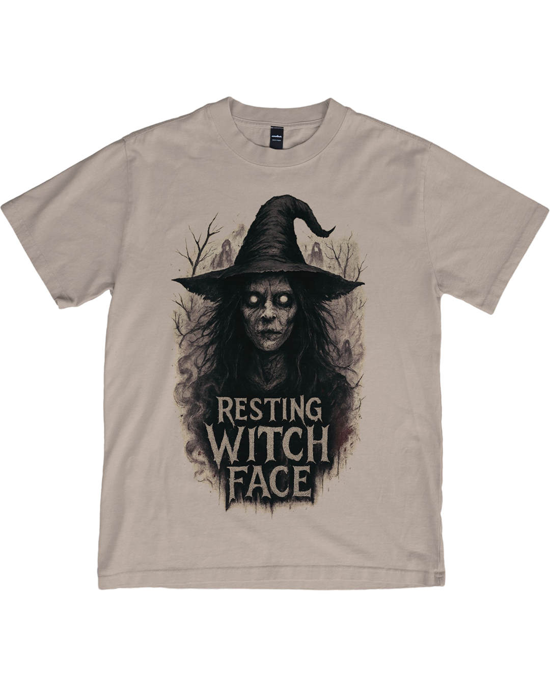 Resting Witch Face T-Shirt – Scary Witch Graphic | Funny Halloween Horror Tee | Unisex Cotton Shirt