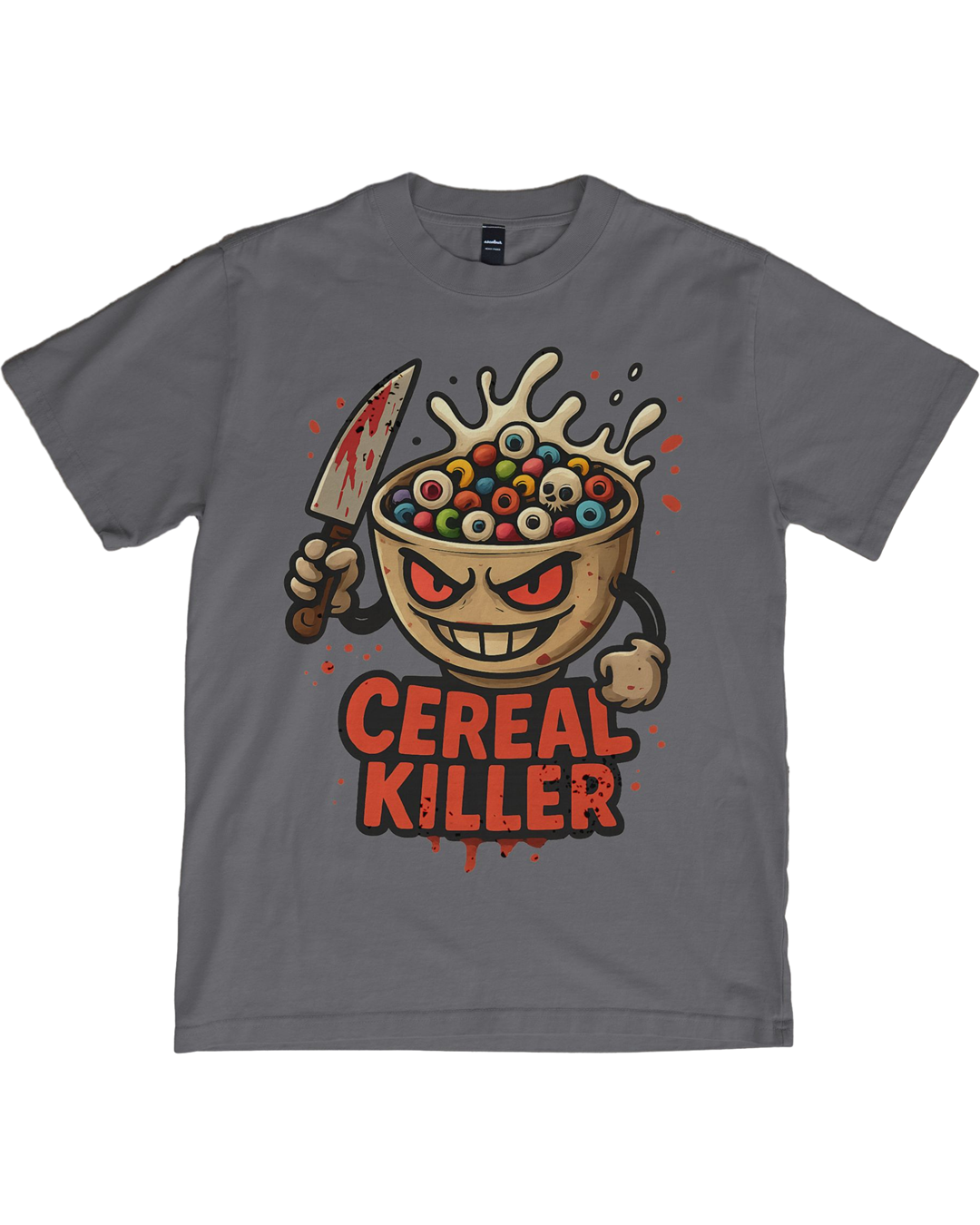 Cereal Killer Halloween T-Shirt – Funny Spooky Tee with Evil Cereal Bowl & Knife