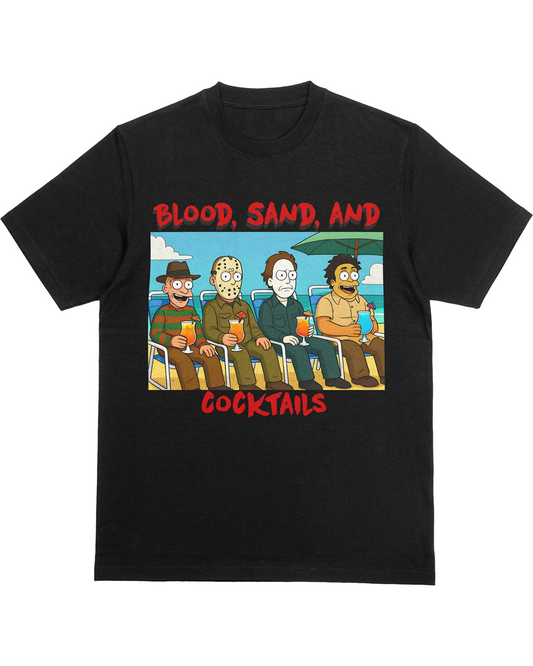 Blood, Sand, and Cocktails Horror Beach Shirt