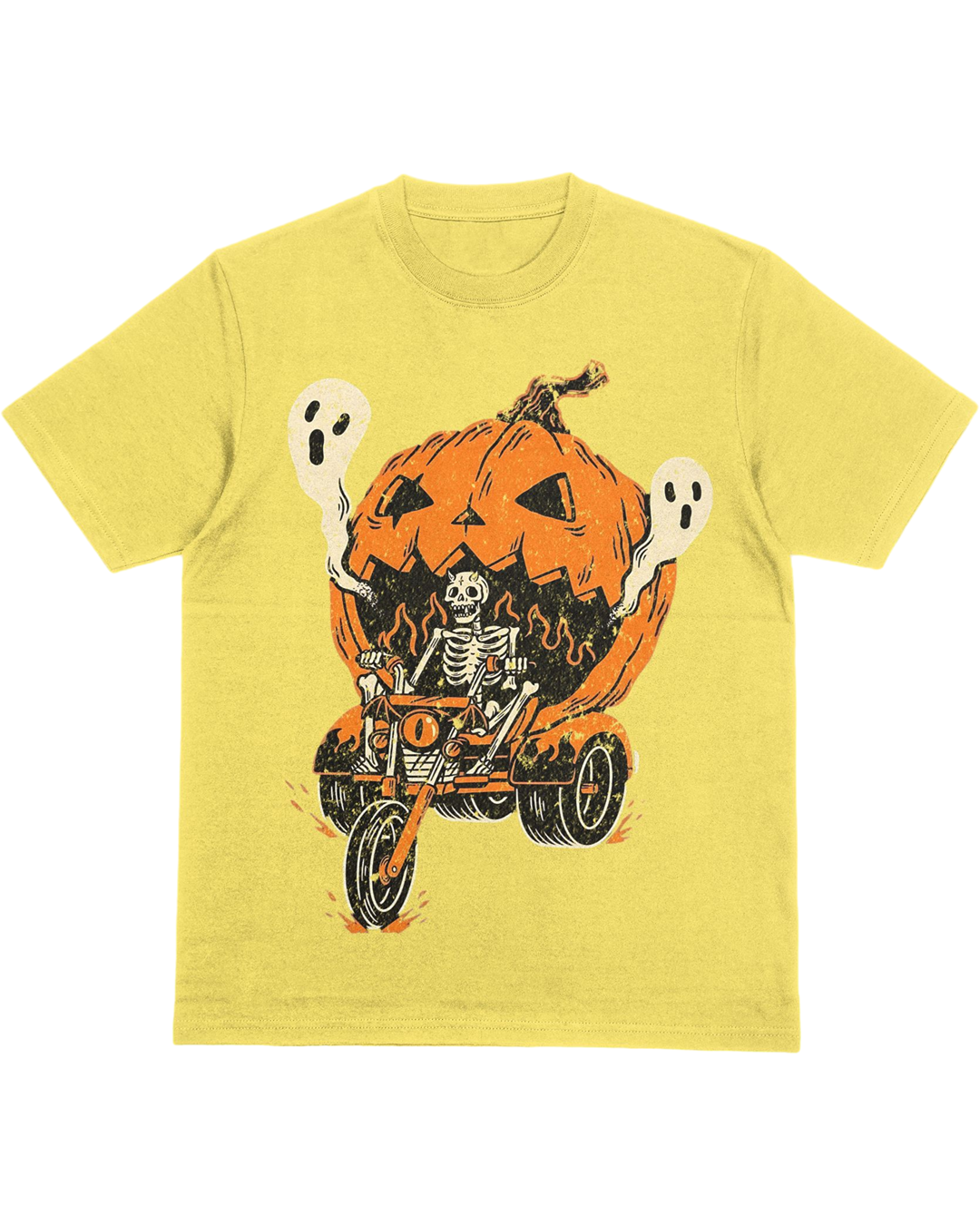 Skeleton Pumpkin Motorcycle T-Shirt – Halloween Ghost Rider Shirt