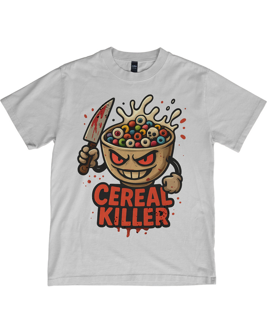 Cereal Killer Halloween T-Shirt – Funny Spooky Tee with Evil Cereal Bowl & Knife
