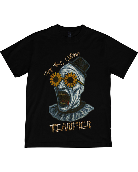 Art the Clown T-Shirt – Creepy Cool Clown Head with Daisy Flower Glasses