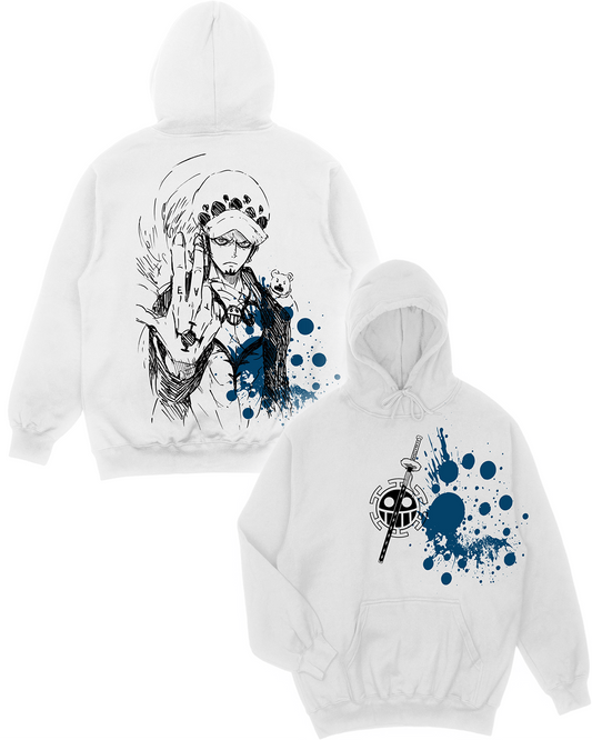 Oversized Graphic Trafalgar Law Hoodie – Bold Anime Print | Anime Streetwear Pullover